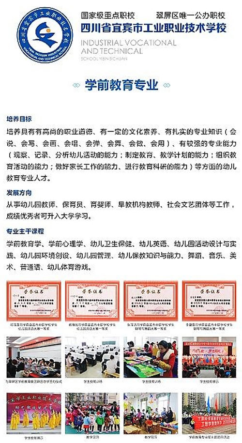 宜賓市工業(yè)職業(yè)技術(shù)學校(宜賓市工職校)幼師專業(yè)