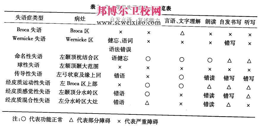常見(jiàn)失語(yǔ)癥特點(diǎn)一覽表