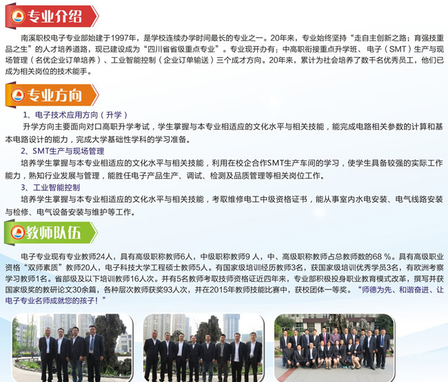 宜賓市南溪職業(yè)技術(shù)學(xué)校電子專業(yè)介紹、專業(yè)方向、師資介紹