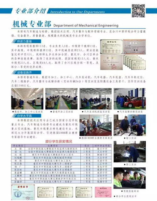 重慶育才職業(yè)教育中心機(jī)械專業(yè)部